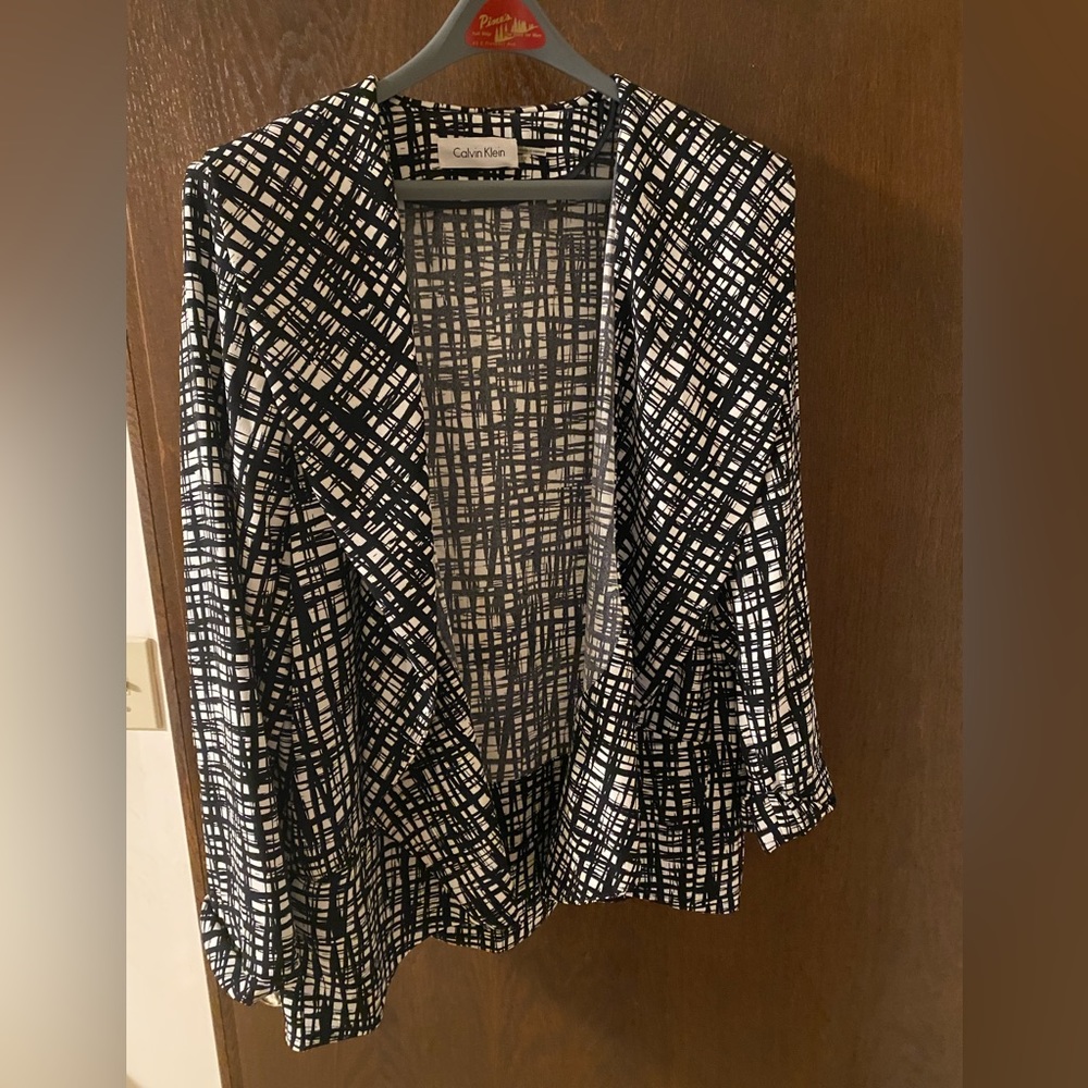 Calvin Klein Black and White Patterned Blazer